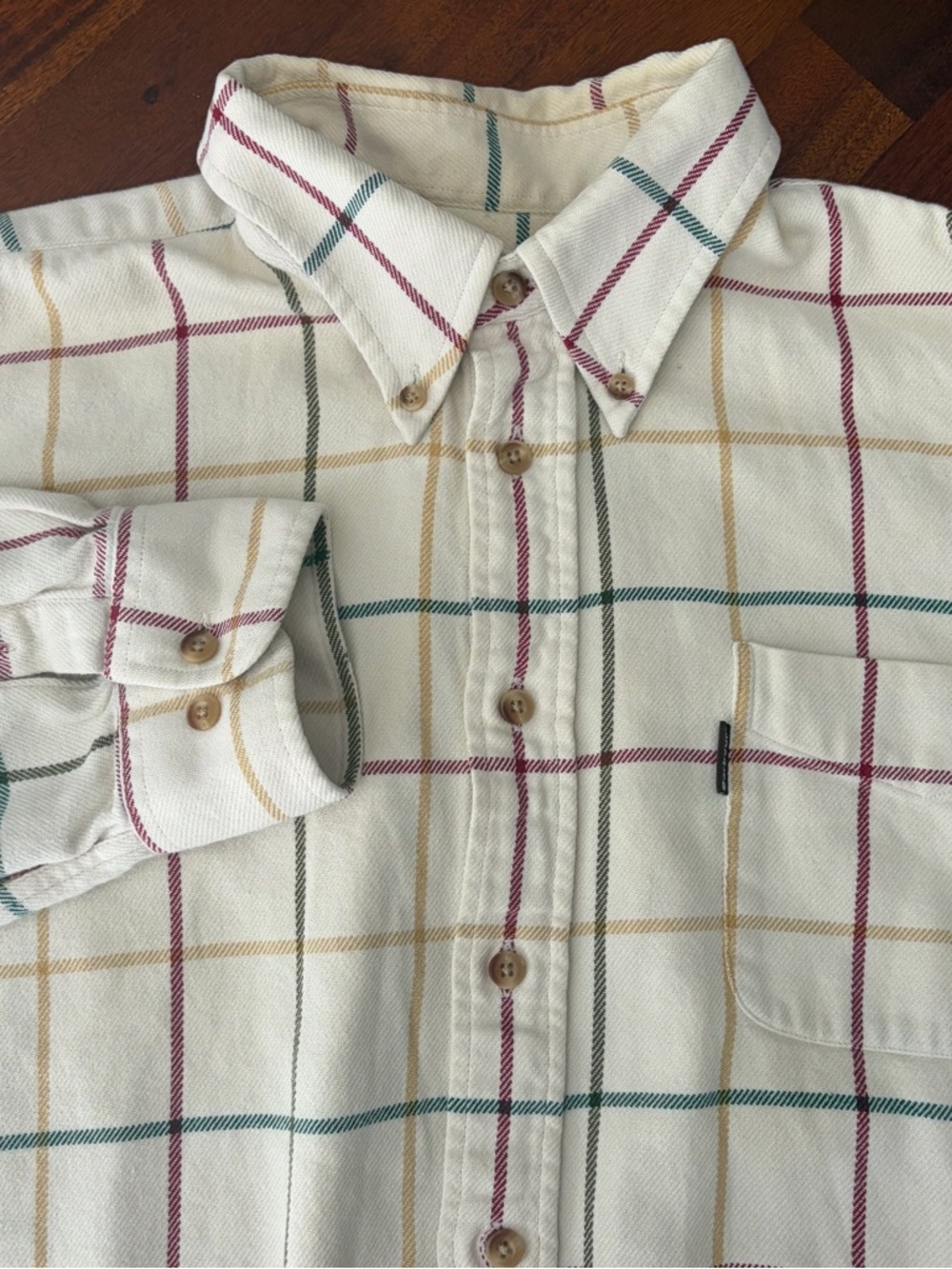 Barbour Cream The Heritage Shirt Long Sleeve Plaid‎ Striped Cotton Flannel